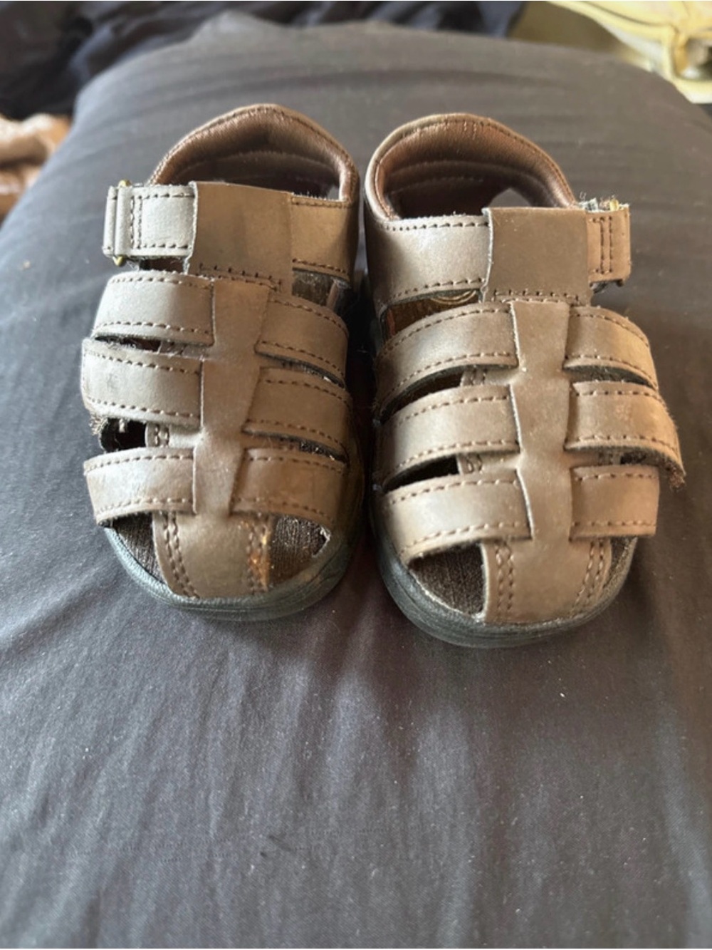wonder nation Brown Toddler Closed-Toe Sandal with Hook-and-Loop Strap